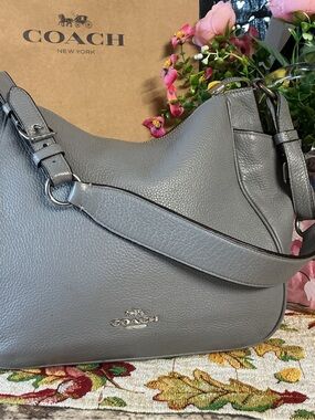 Coach Pebbled Leather Shoulder Bag in Gray
